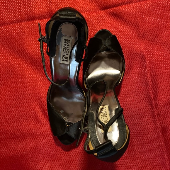 Badgley Mischka Satin Strap Heels - Picture 3 of 5